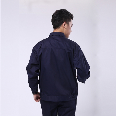 深藍(lán)滌棉紗卡倉(cāng)儲(chǔ)包裝工作服AC070-CC